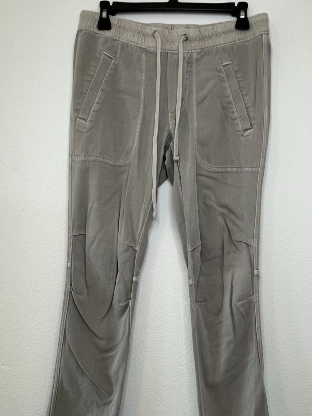 James Perse Soft Drape Utility Pants Gray Womens Size M Pullon Drawstring Taper